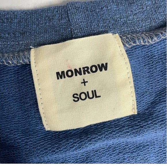 Monrow + Soul Cycle Dip Dyed Crew Neck Sweatshirt Blue Long Sleeve Small - Picture 7 of 9
